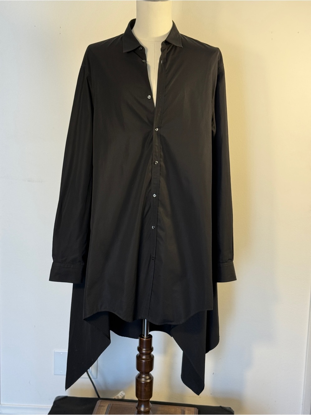 Authentic DSQUARED2 black asymmetric draped tunic shirt size 54 Made in Italy 🇮🇹